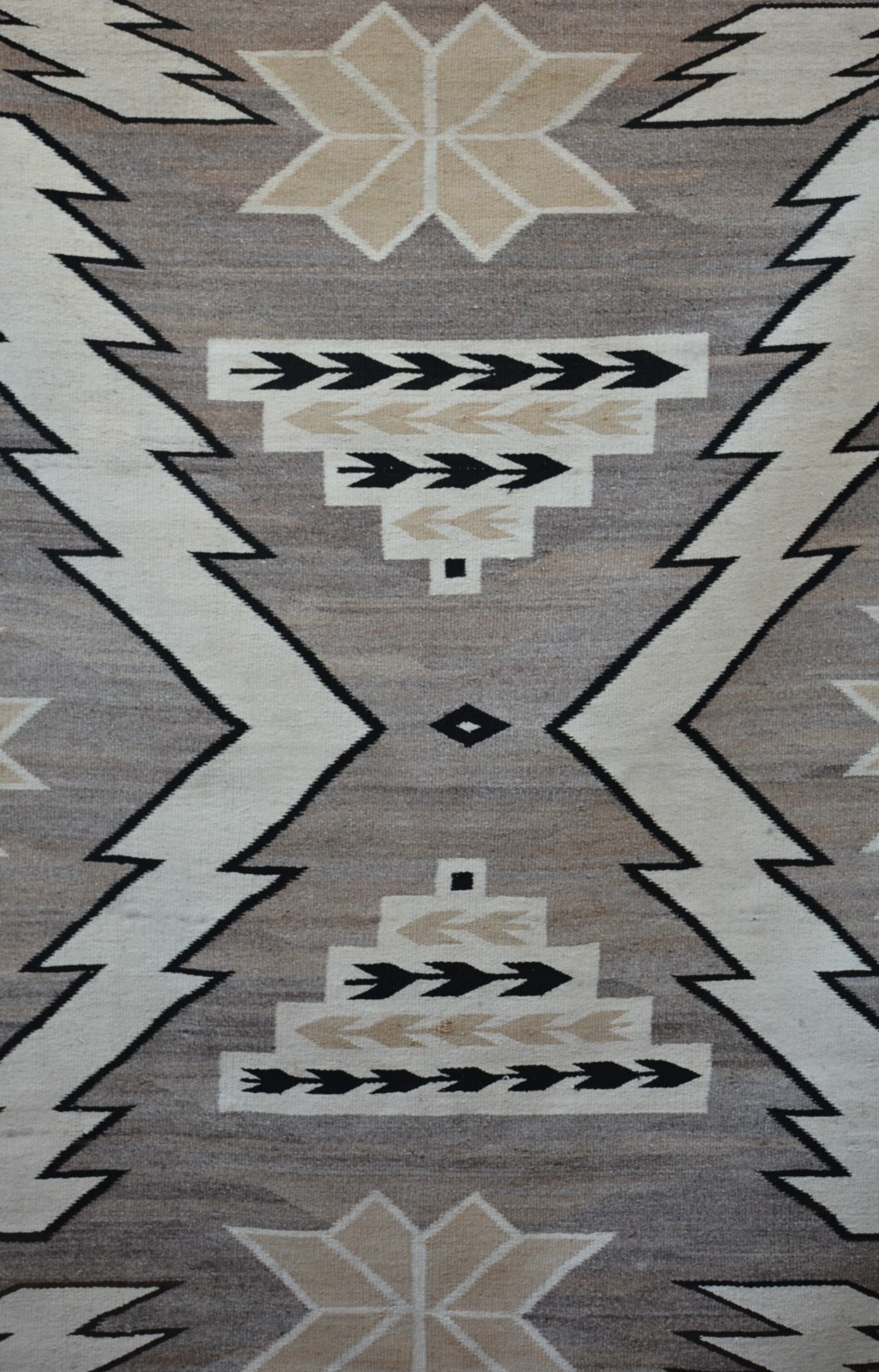 Early Two Gary Hills Lightning Storm Pattern Navajo Rug - Handspun - 65" x 49"