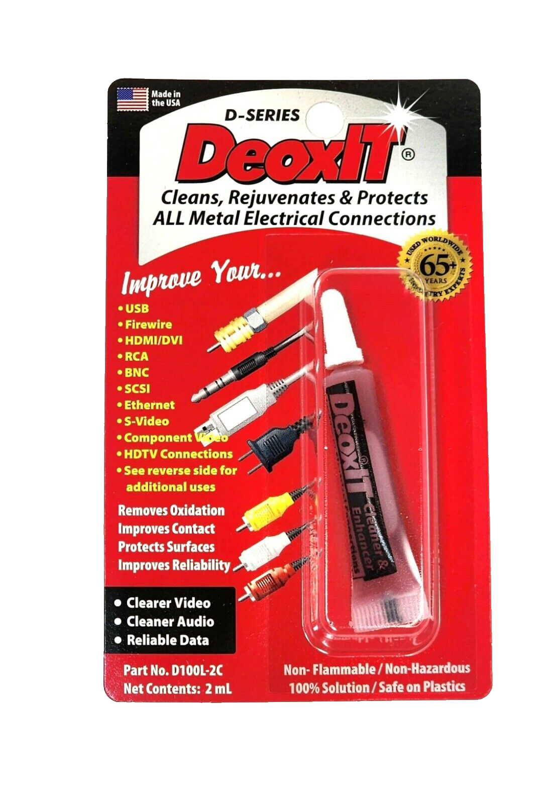 Caig D100L-2C DeoxIT D-Series 2mL Squeeze Tube - 100% Solution - NEW!