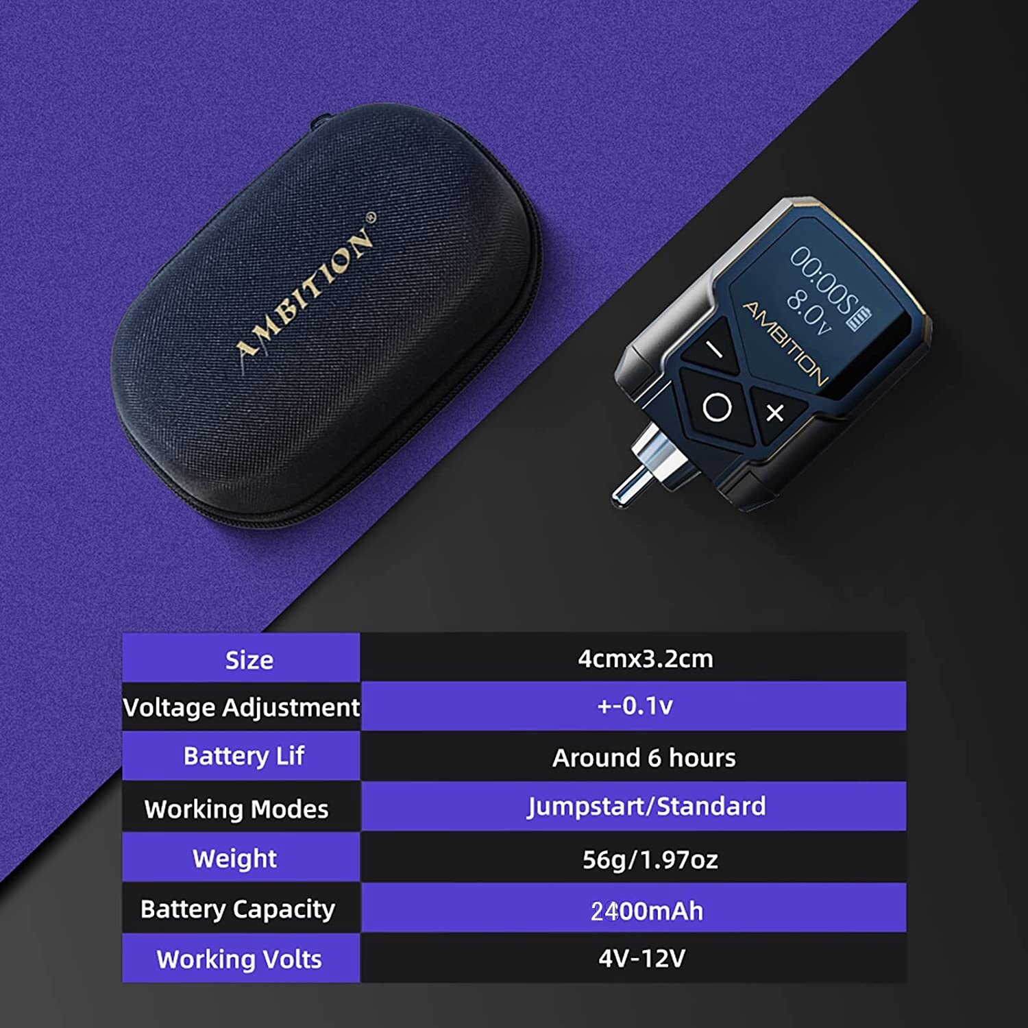 RCA Wireless Tattoo Battery Power Supply For Tattoo Machine Rotary Pen 2400mAh