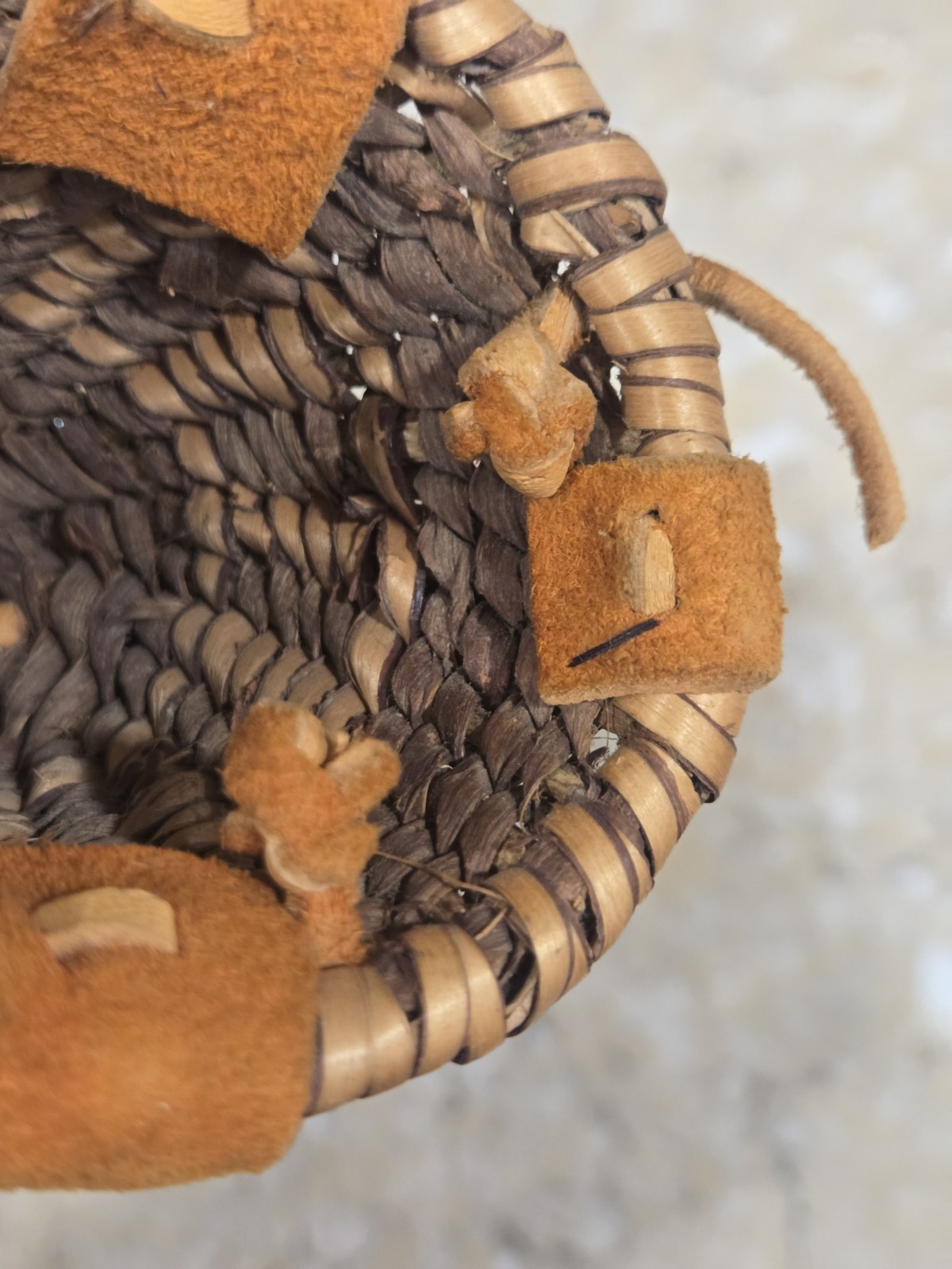 Vintage Miniature Native American Apache Burden Basket with Tipped Tassels