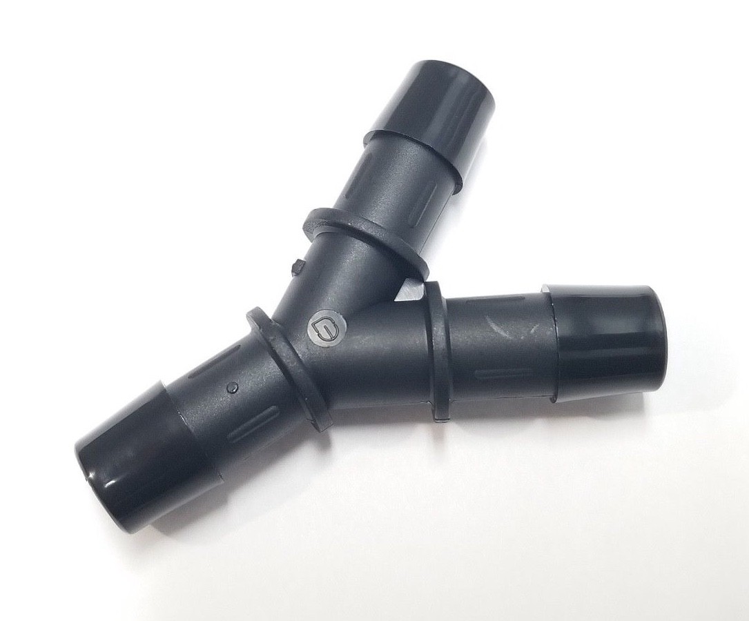 (1) One 1/2" Nylon Wye Y 3-Way Barb Black Tube Connector Fitting
