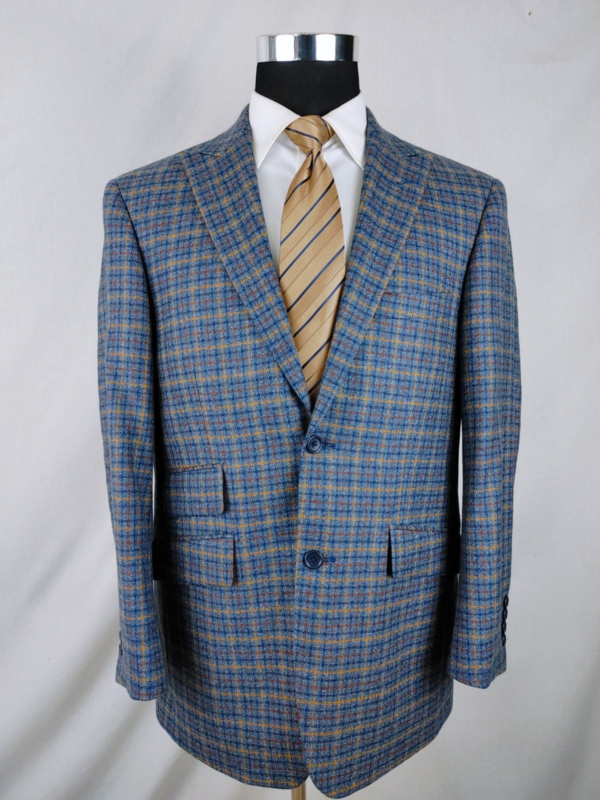 Paul Fredrick Sport Coat Mens 40/42S Soft Tweed Wool Multicolor Check Jacket