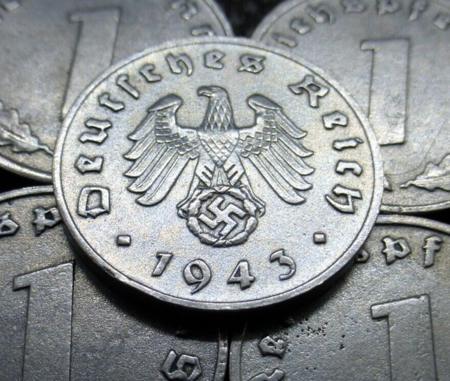 Nazi Germany WW2 Coin - 1 Reichspfennig Genuine Old Third Reich Rare Zinc Issue