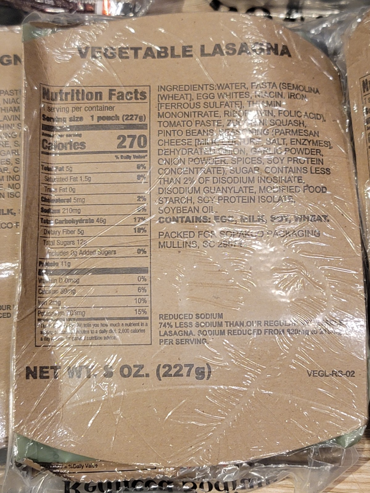 SOPAKCO MRE LOW SODIUM EMERGENCY INDIVIDUAL RATION HIKING CAMPING 16 MEALS-11/27