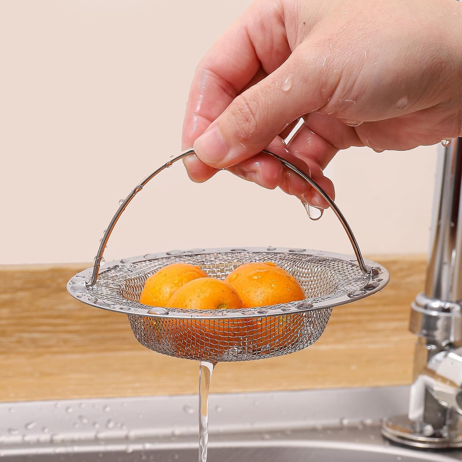 Kitchen Sink Strainer Large Wide Rim 4.5" Stainless Steel Mesh Drain Filter