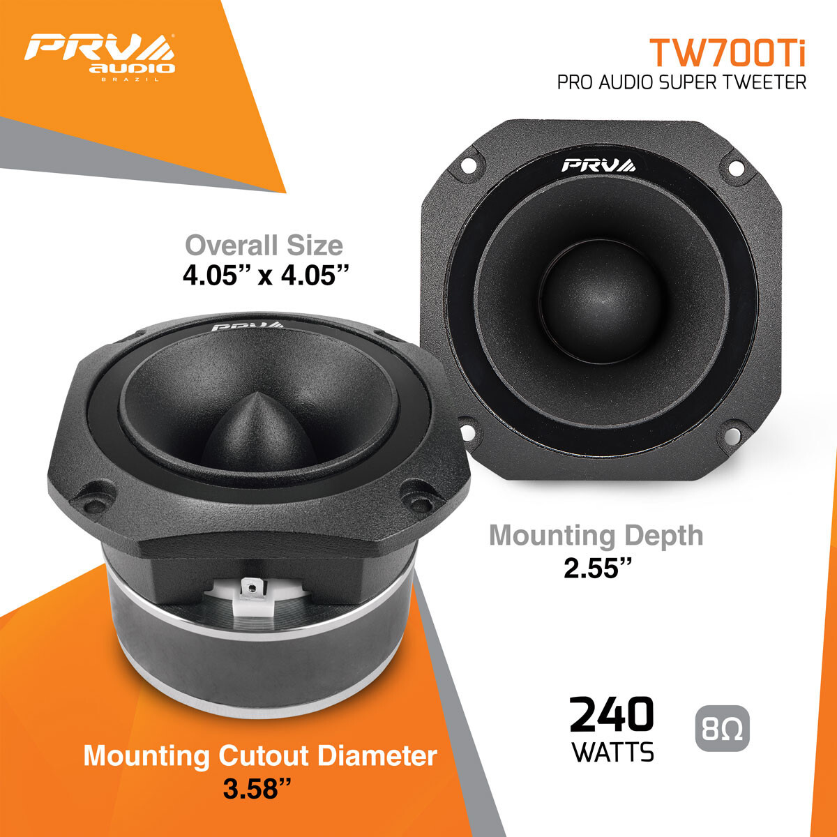 2x PRV Audio TW700Ti Bullet 4” Pro Audio Super Tweeters 8 Ohms Titanium 480W