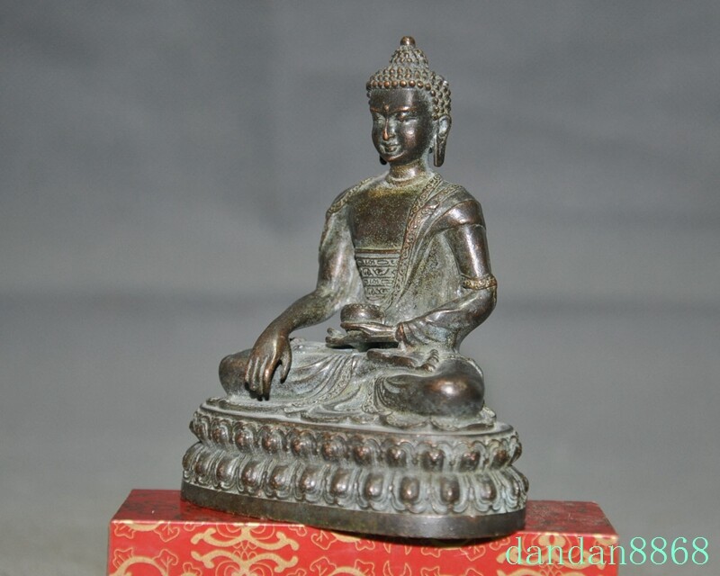 4" Tibetan Buddhism temple bronze Sakyamuni Medicine Buddha statue