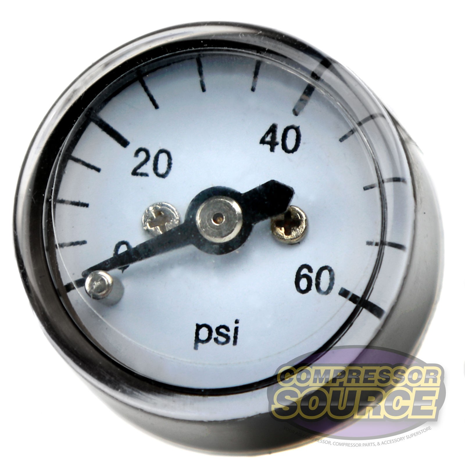 1/8" MNPT Mini/Micro Air Pressure Gauge 0-60 PSI 1" Face CBM Center Back Mount