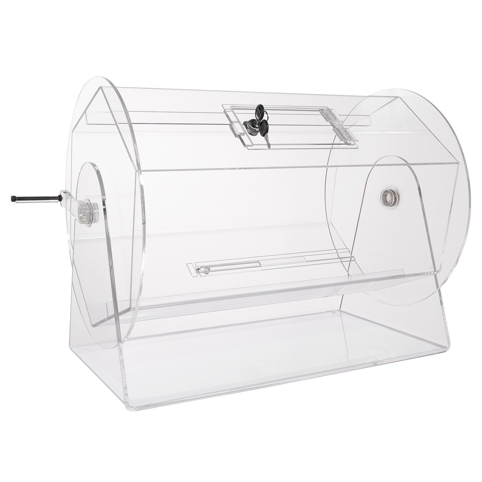 Raffle Drum,Professional Raffle Ticket Spinning Cage w/ 2 Keys Raffle Ticket Box