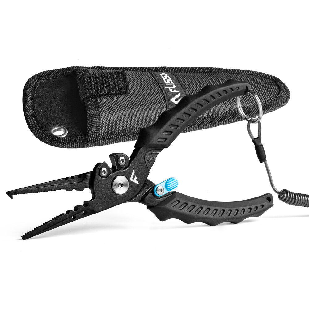 FLISSA 7-1/2" Fishing Pliers Safety Lock Design Fish Pliers Saltwater TPR Handle