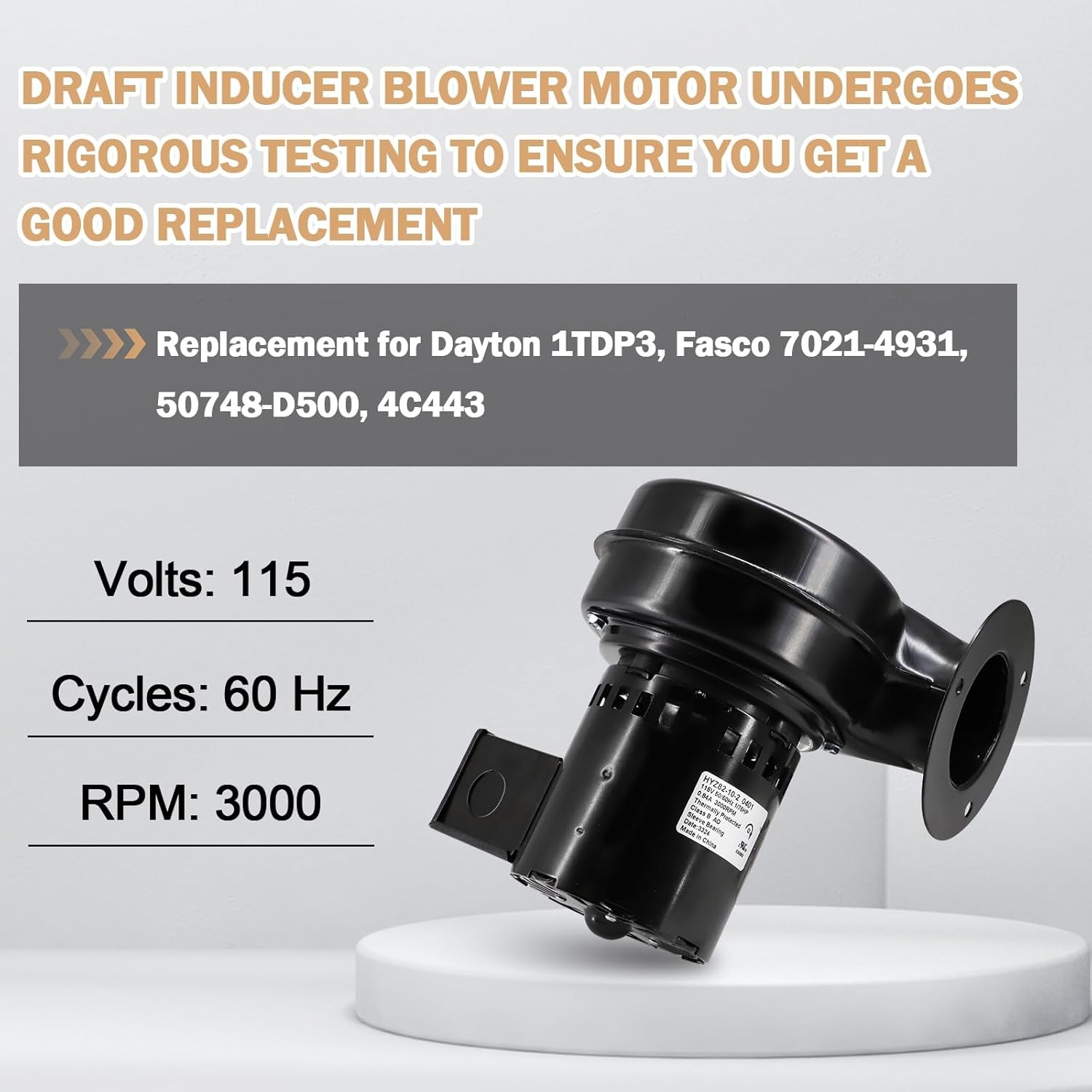 For Dayton 1TDP3, Fasco 4C443, 7021-4931, 50748-D500 Draft Inducer Blower Motor