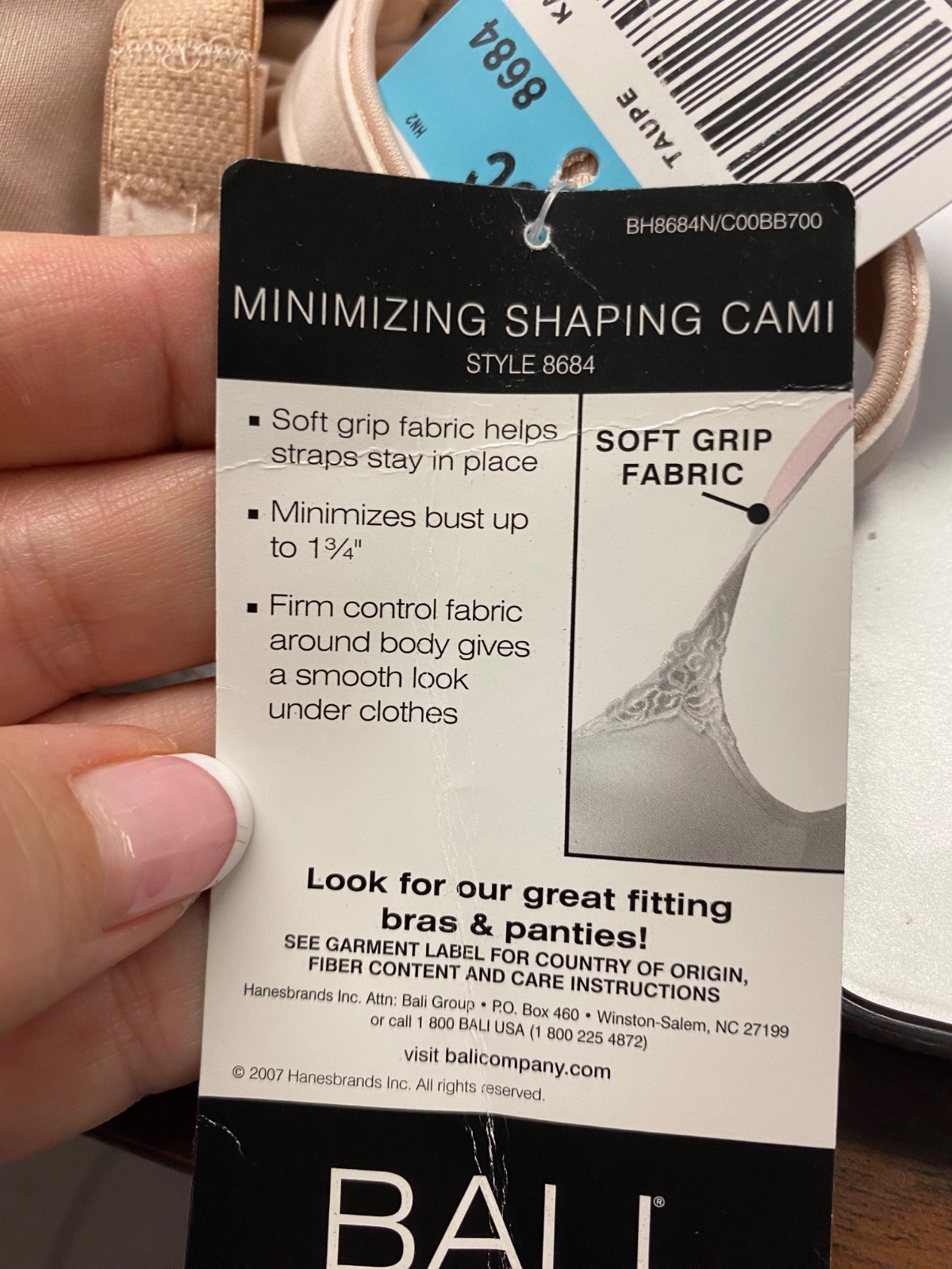 Bali Camisole Cami Minimizer Shapewear 36C or 38C Underwire Modest Style 8684