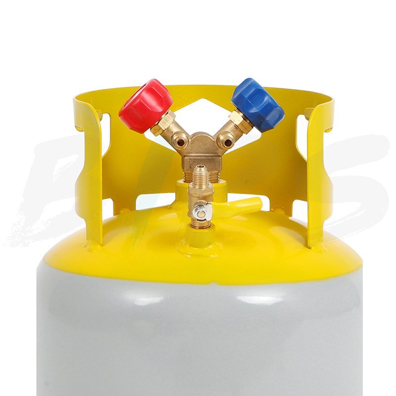 50lb Yellow-Gray Refrigerant Tank Y-Shaped Valve for Liquid/Steam Cylinder Tank