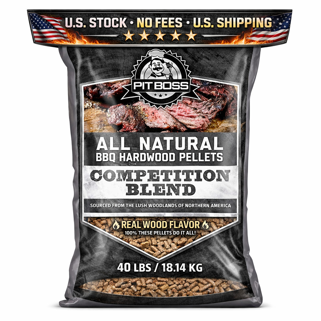 Pit Boss Hardwood BBQ Pellets Competition Blend 40 lb Bag All Natural, No Fees