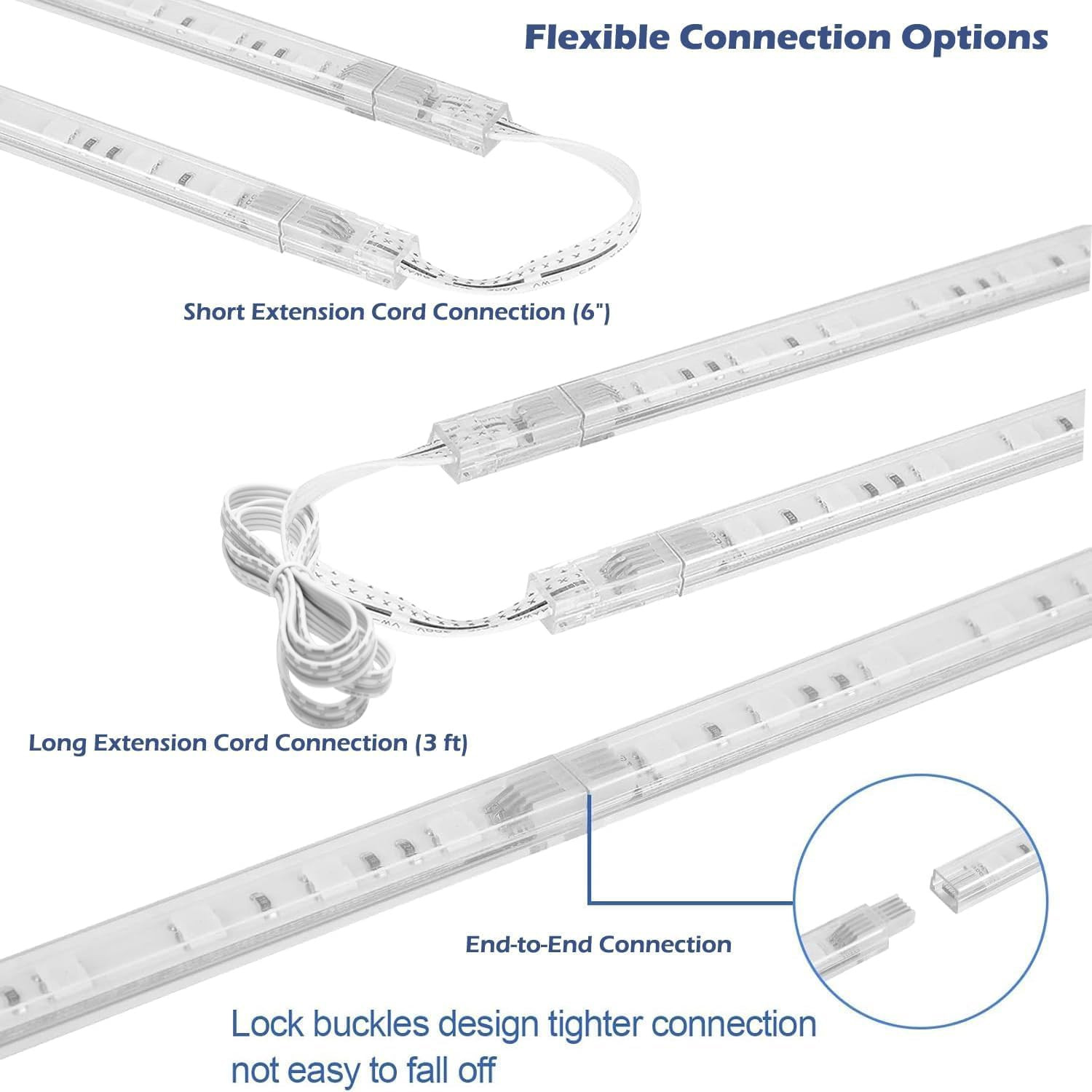 Color Cabinet Lighting, 4Pcs 12" Linkable RGB LED Light Bar Kit for Display Cabi