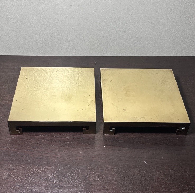 Beautiful Pair of Large Chinese Jingdezhen Porcelain Vases on Brass Stands 16”