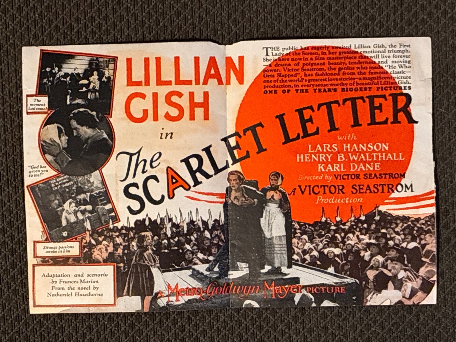 The Scarlett Letter - 1926 Original Movie Herald - Lillian Gish