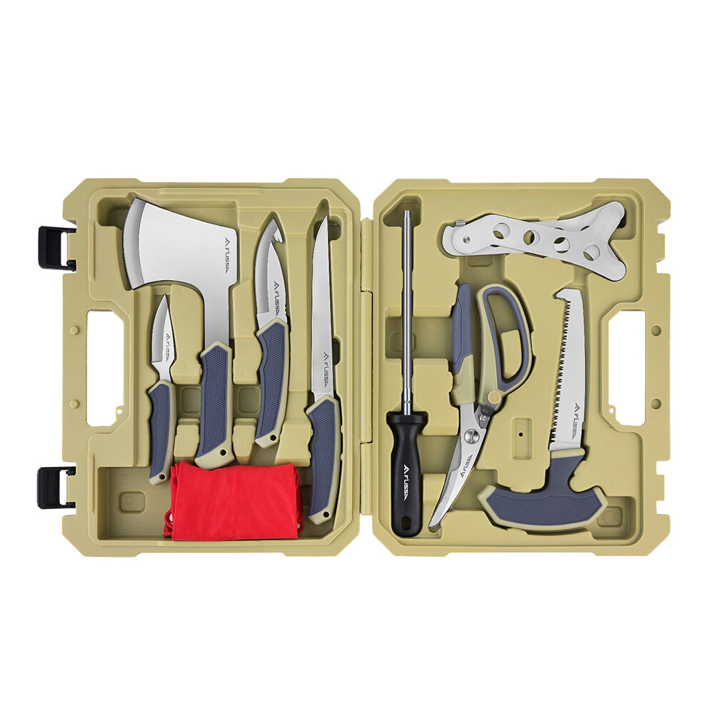 Field Dressing Hunting Knife Set 10PC Skinning Knife Butcher Game Processing Kit