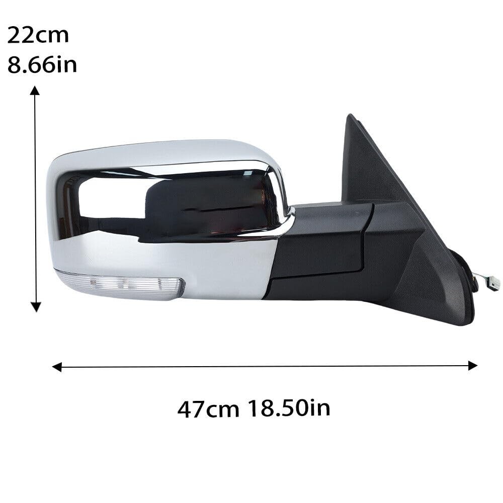 Right Chrome Rearview Door Side Mirror Assembly for Dodge Ram 1500 2500 3500