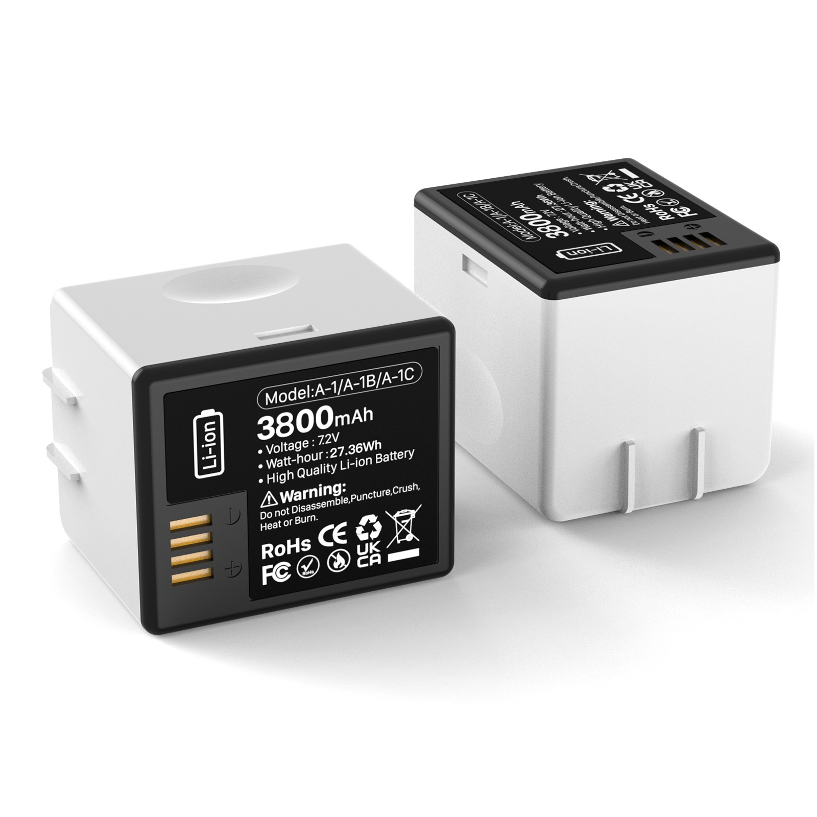 2 Pack 3800mAh Extra Rechargeable Battery for ARLO PRO, PRO 2 Camera VMA4400