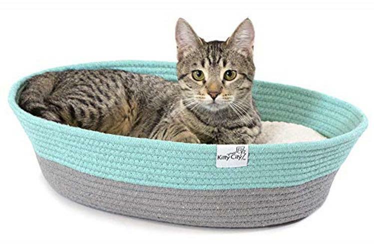 Kitty City Cotton Rope Woven Cat Bed, Cat House- Colors may  Assorted Colors