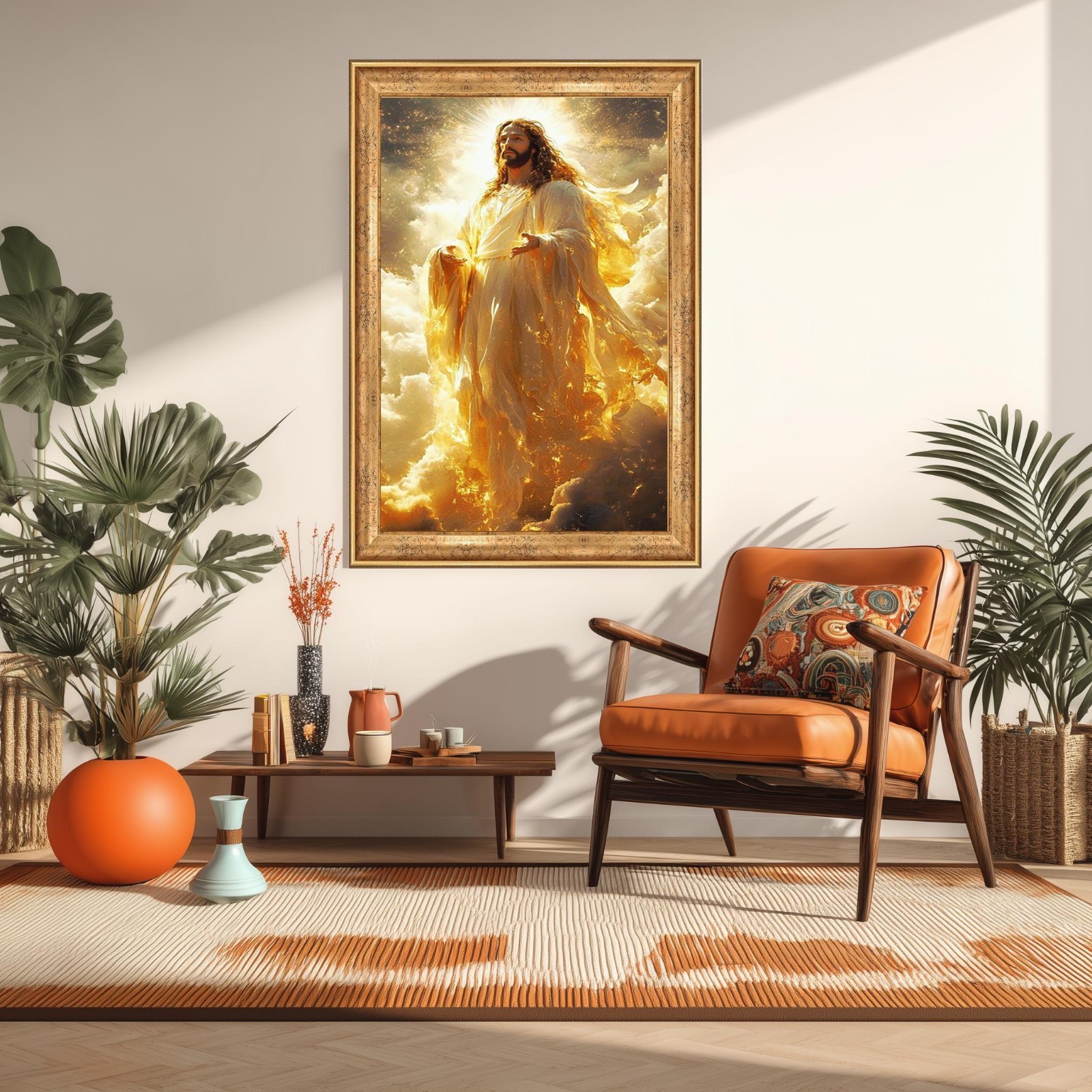 Heavenly Jesus Canvas Wall Art Glowing Christ Christian Home Decor