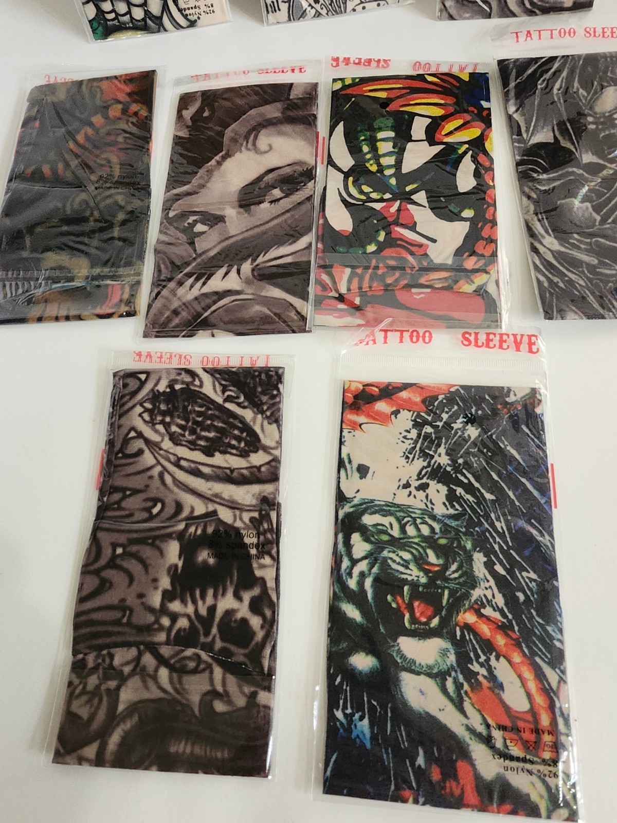 9 Pcs Temporary Tattoo Sleeve for Men Cooling Arm Sleeves Long Fingerless Arm