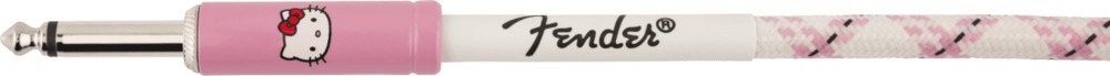 Fender X Hello Kitty Official 10' ft Instrument/Guitar Cable, Woven White/Pink
