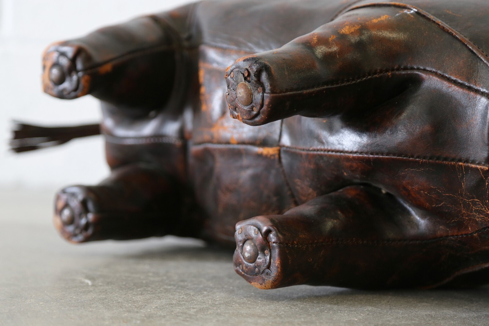 1960s Dimitri Omersa 36" Leather Rhinoceros Ottoman Abercrombie Fitch