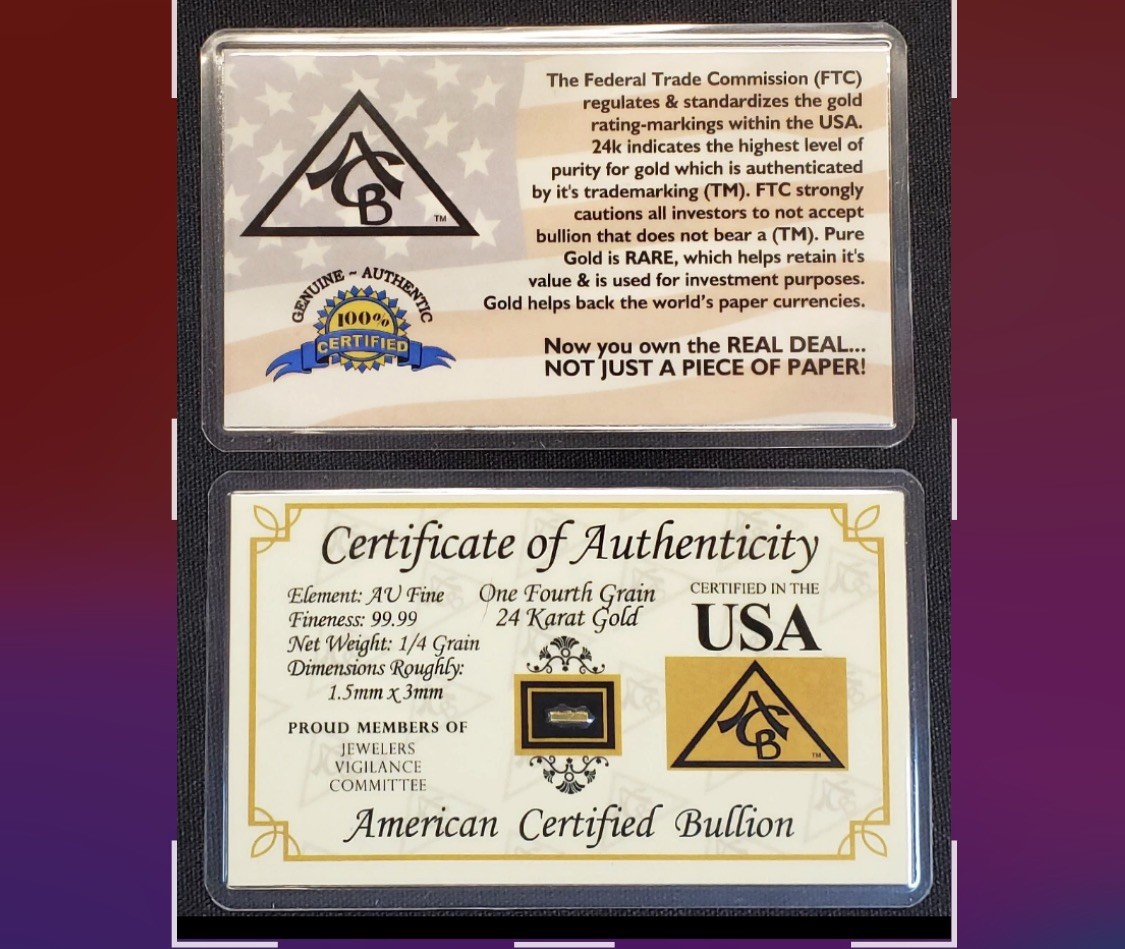 Vintage 24 Kt solid Gold Bar 100% Certified Gold Bullion