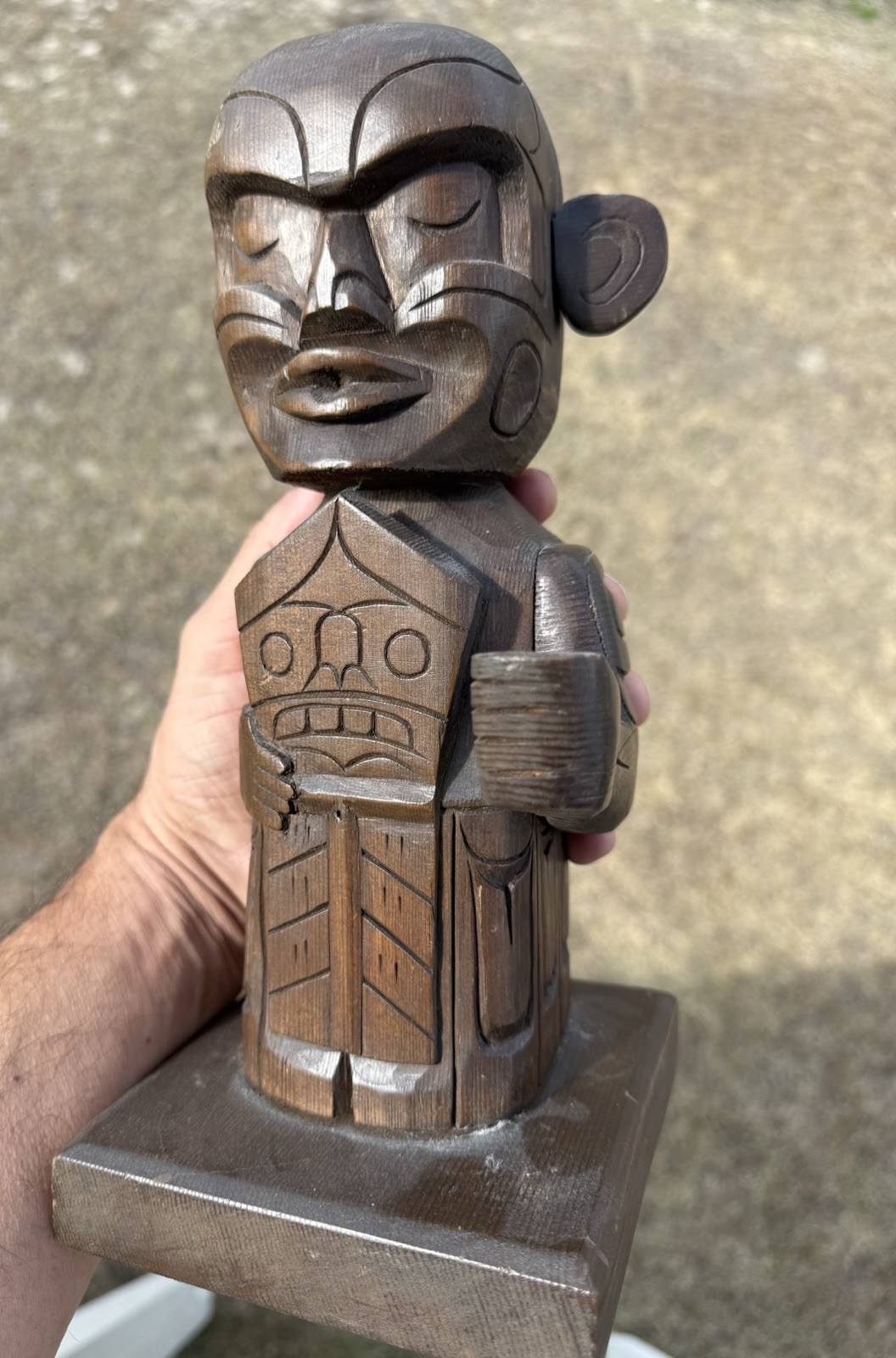 Northwest Coast Carved Cedar Statue by the Late Master Carver Godfrey Hunt