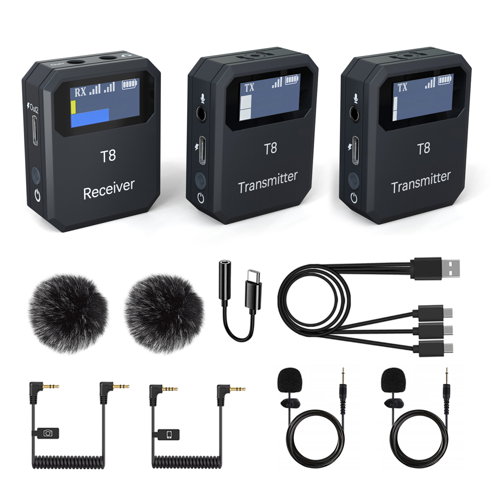 Wireless Lavalier Microphone System Lapel Mic for DSLR Camera Tablet Phone Vlog