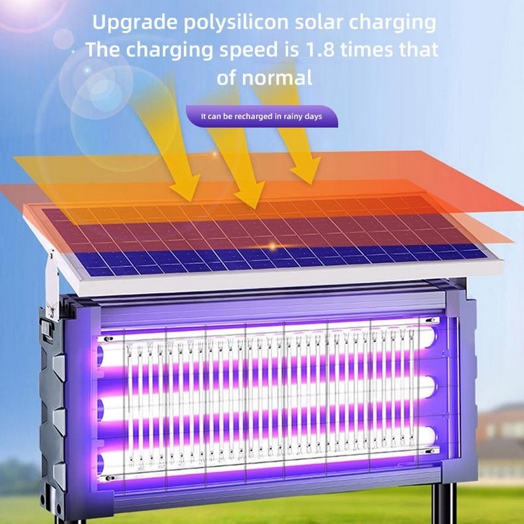 Solar Bug Zapper Outdoor Mosquito Zapper 4500V Waterproof Rechargeable Fly Zappe