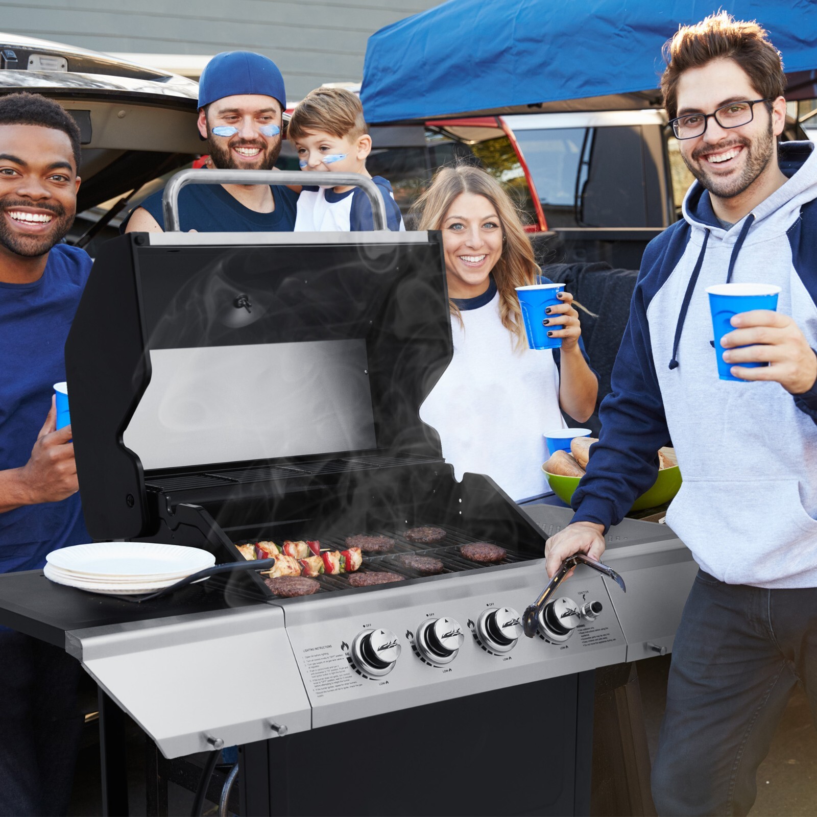 Royal Gourmet 4-Burner Propane Gas Grill with Stainless Steel Upper Lid Outdoor