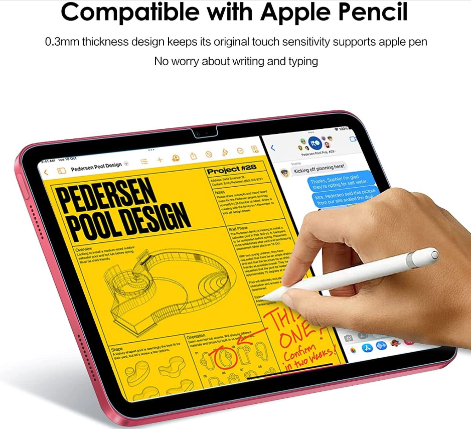 [2 Pack] Glass Screen Protector for iPad 10th Generation (10.9 inch 2022 models)