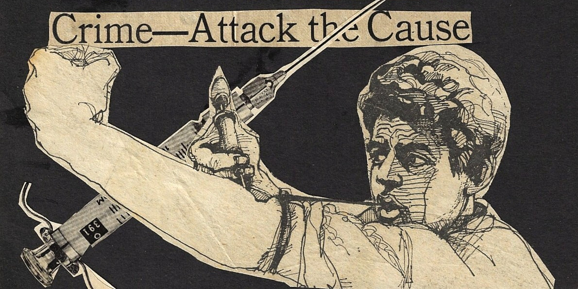 Vintage 1960s African American OOAK Graphic Paper Collage~Crime~Drugs~Symbolism