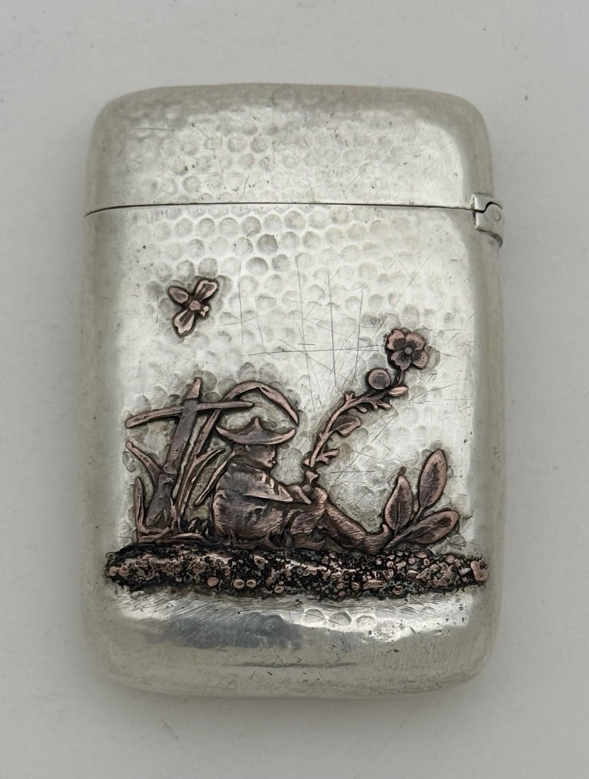 A FABULOUS GORHAM JAPANESE MANNER STERLING SILVER COPPER MIXED METALS MATCH SAFE