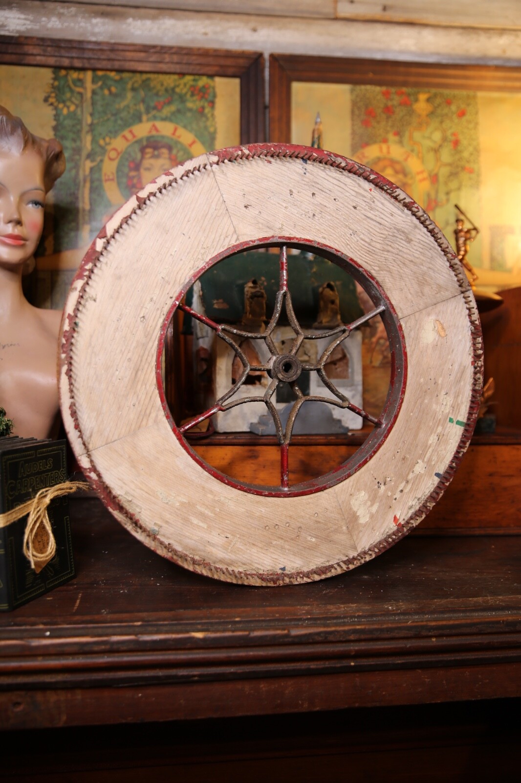 Antique Roulette Gambling Carnival Wheel Wood Casino Game Vintage Circus old