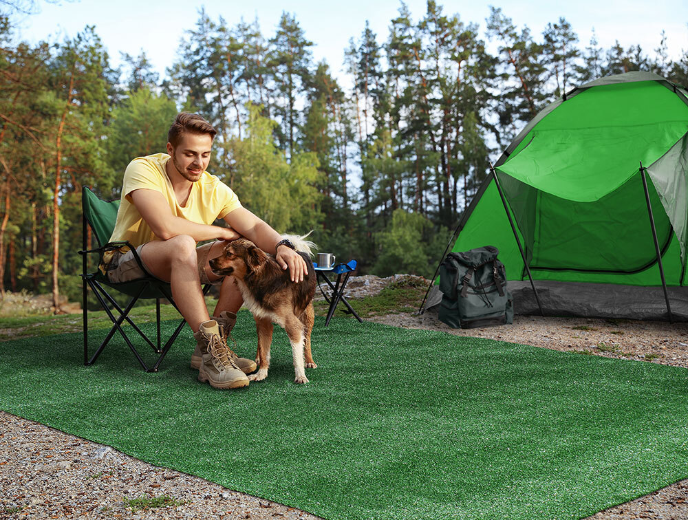 Outdoor Artificial Turf with Marine Backing GARDEN GREEN Spectrum Series .25 In.