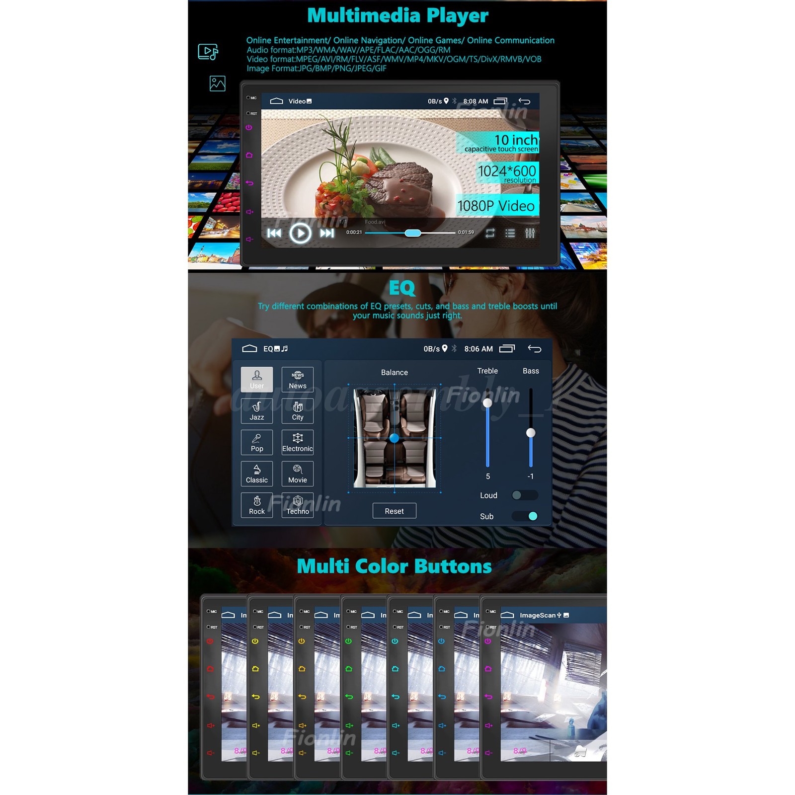 Android 16 Carplay GPS Navi WiFi 10.1" Double 2Din Touch Screen Car Stereo Radio