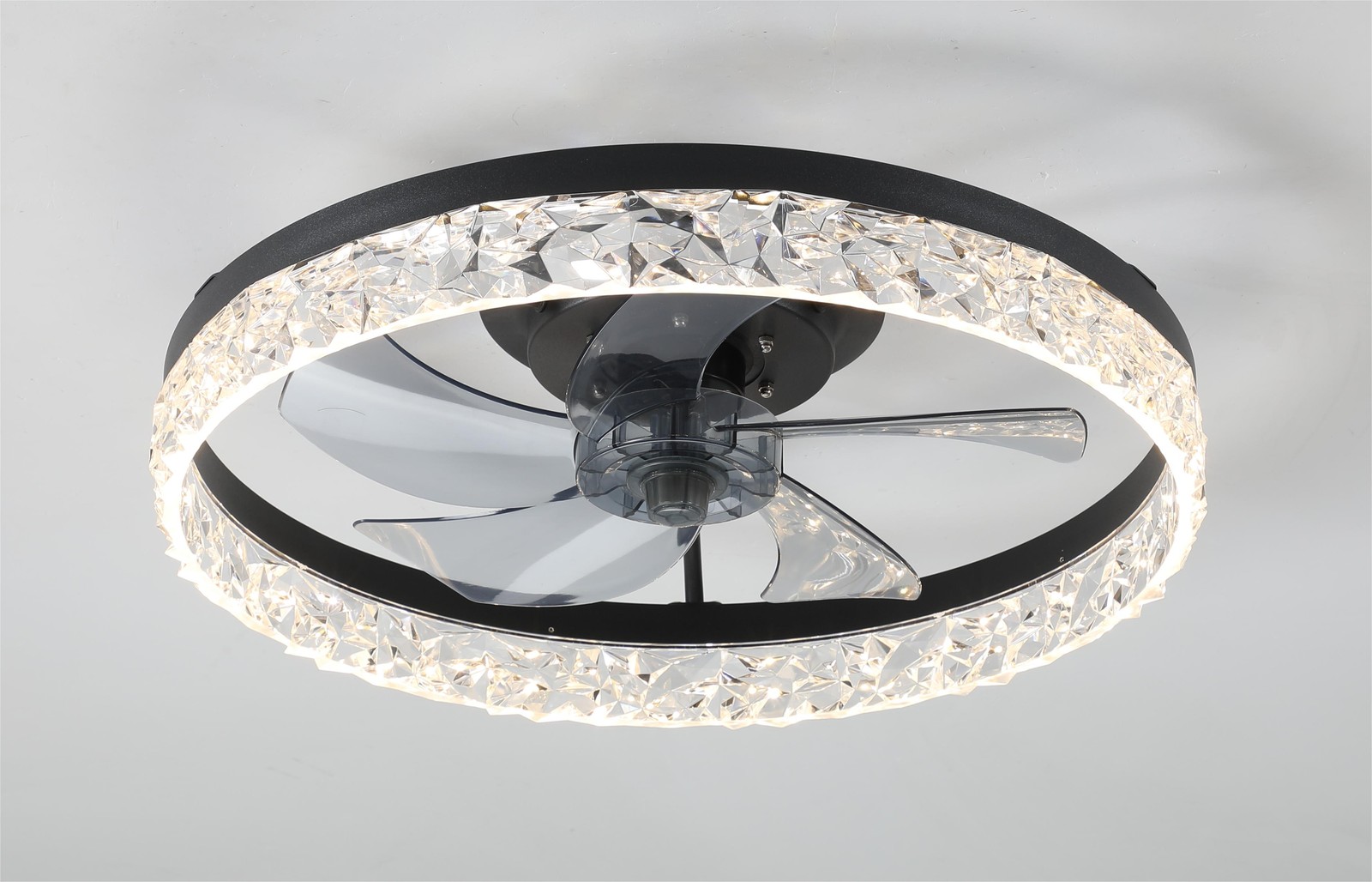 20" Ceiling Fan With LED Lights Crystal Design Flush Mount Remote & APP Control