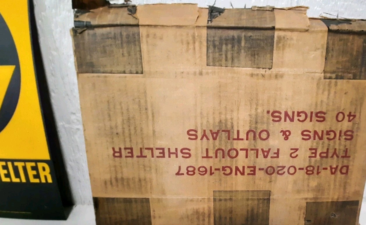 Vintage Original Fallout Shelter Sign Cold War 1960s Era Department of Defense