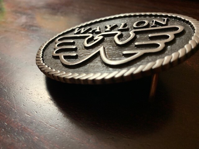 Waylon Jennings Flying W Solid Metal Pewter Metal Belt Buckle