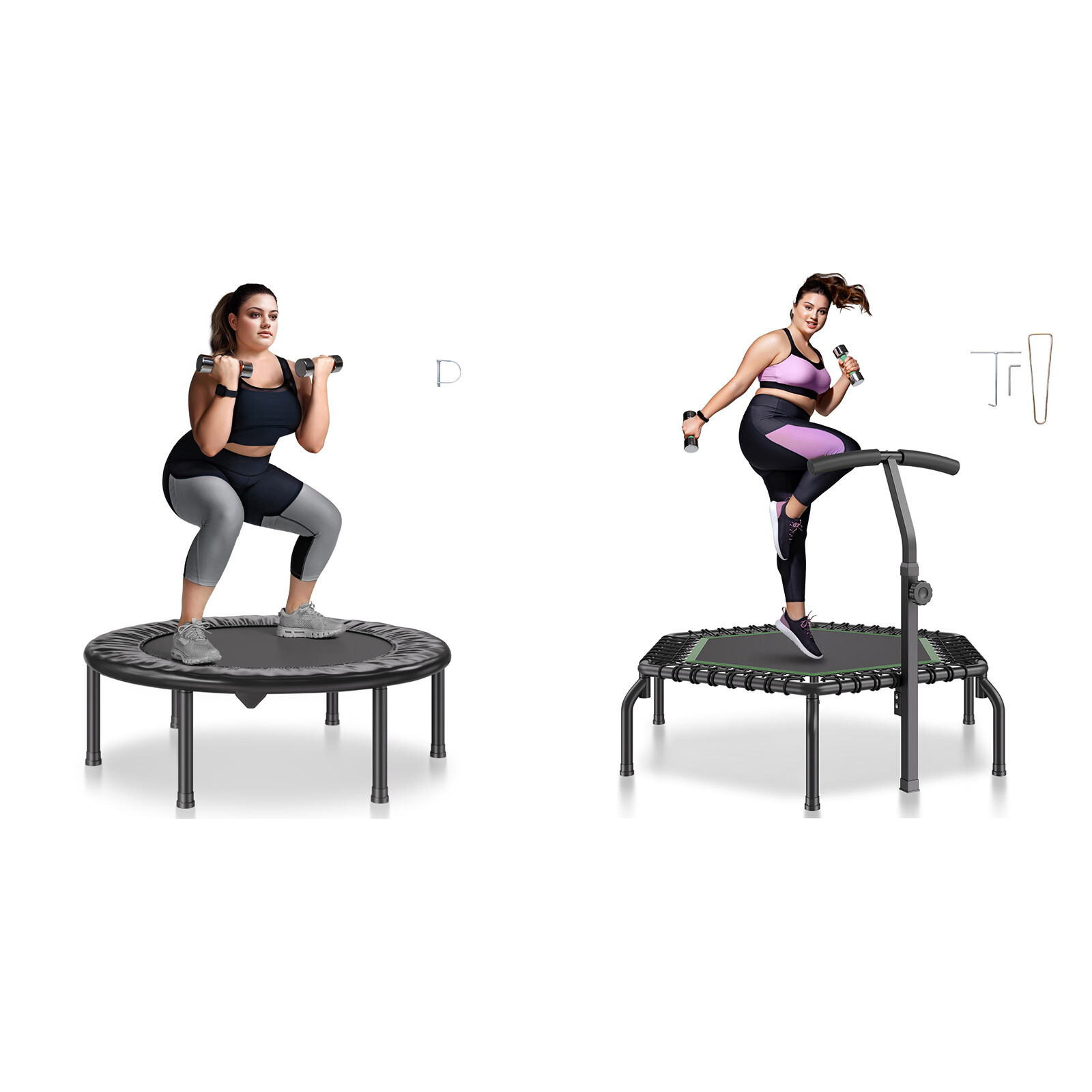 36 - 54.5" Foldable Mini Fitness Trampoline Adults Exercise Rebounder