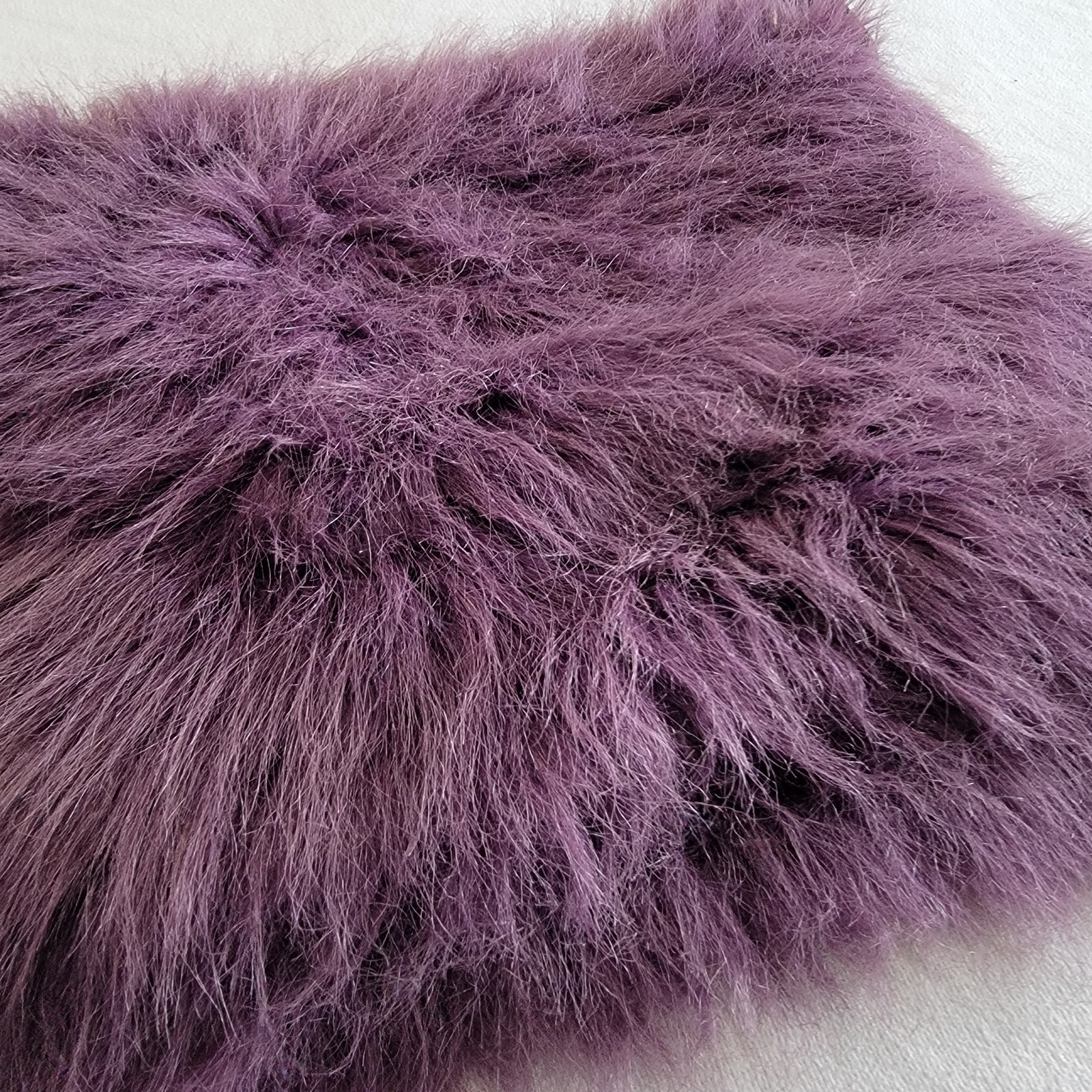 Vintage Y2K Faux Fur Punky Shoulder Bag Purple Medium Size for Women