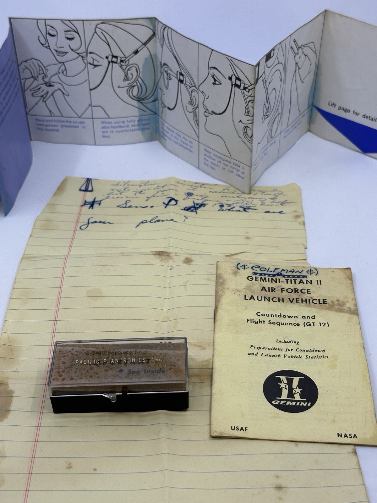 NASA Gemini Titan II Communications Headset USAF Plantronics William Coleman