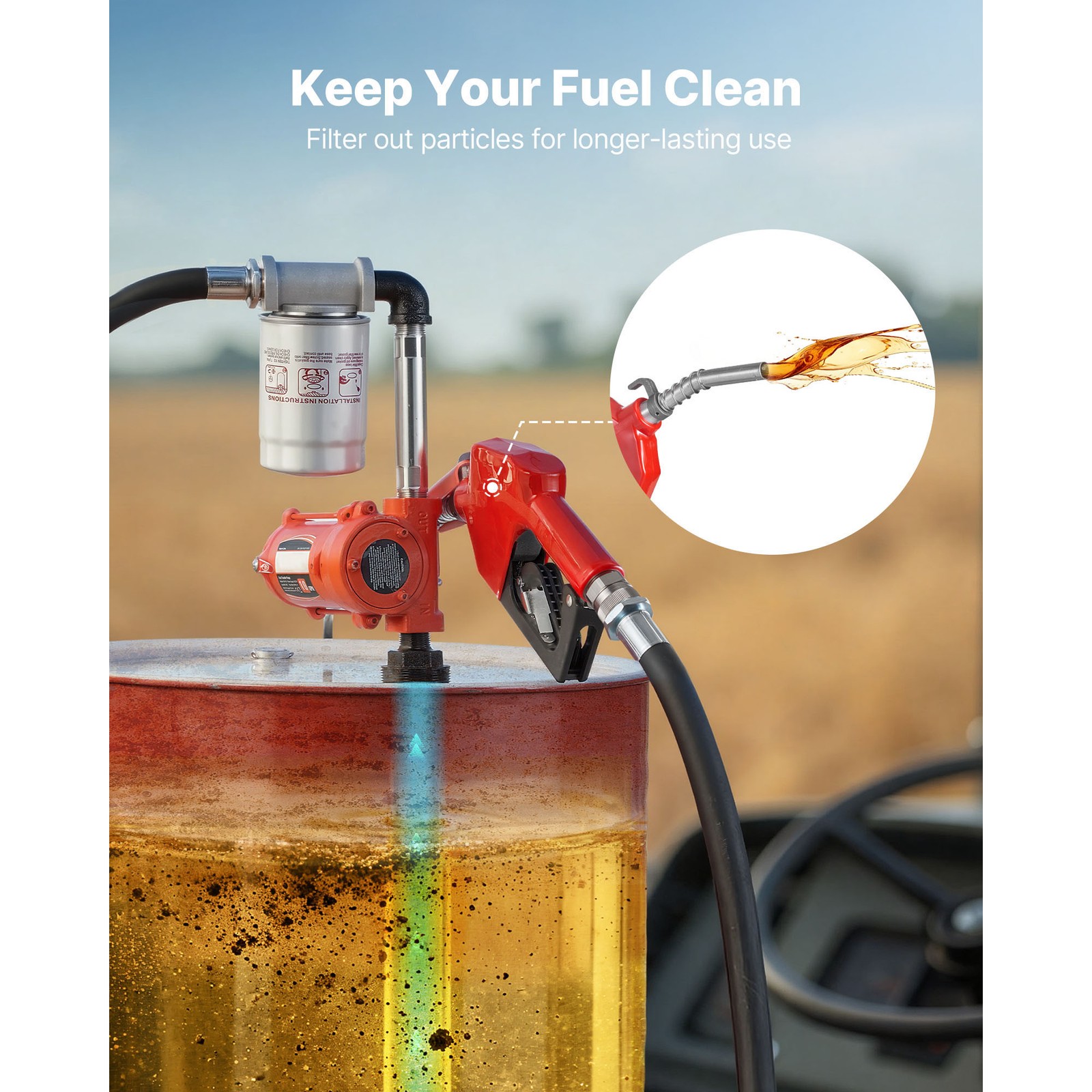 Uimoso 12V DC Fuel Transfer Pump, 10 GPM for Diesel, Gasoline, with Auto Nozzle