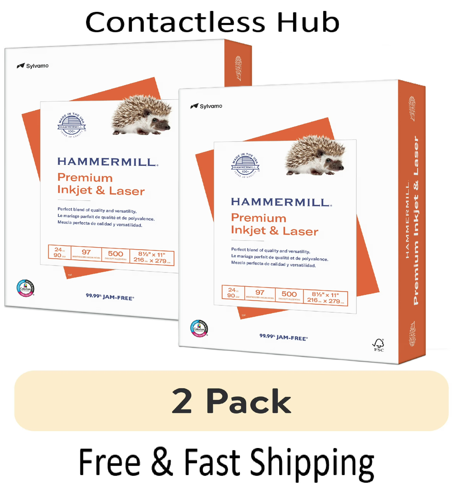 Hammermill Printer Paper, Premium Inkjet & Laser Paper 24 Lb, 8.5 x 11 - 2 Reams