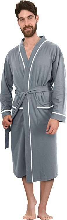 Bathrobe For Mens Knit Robe Lightweight Summer Cotton Blend Bathrobe NY Threads