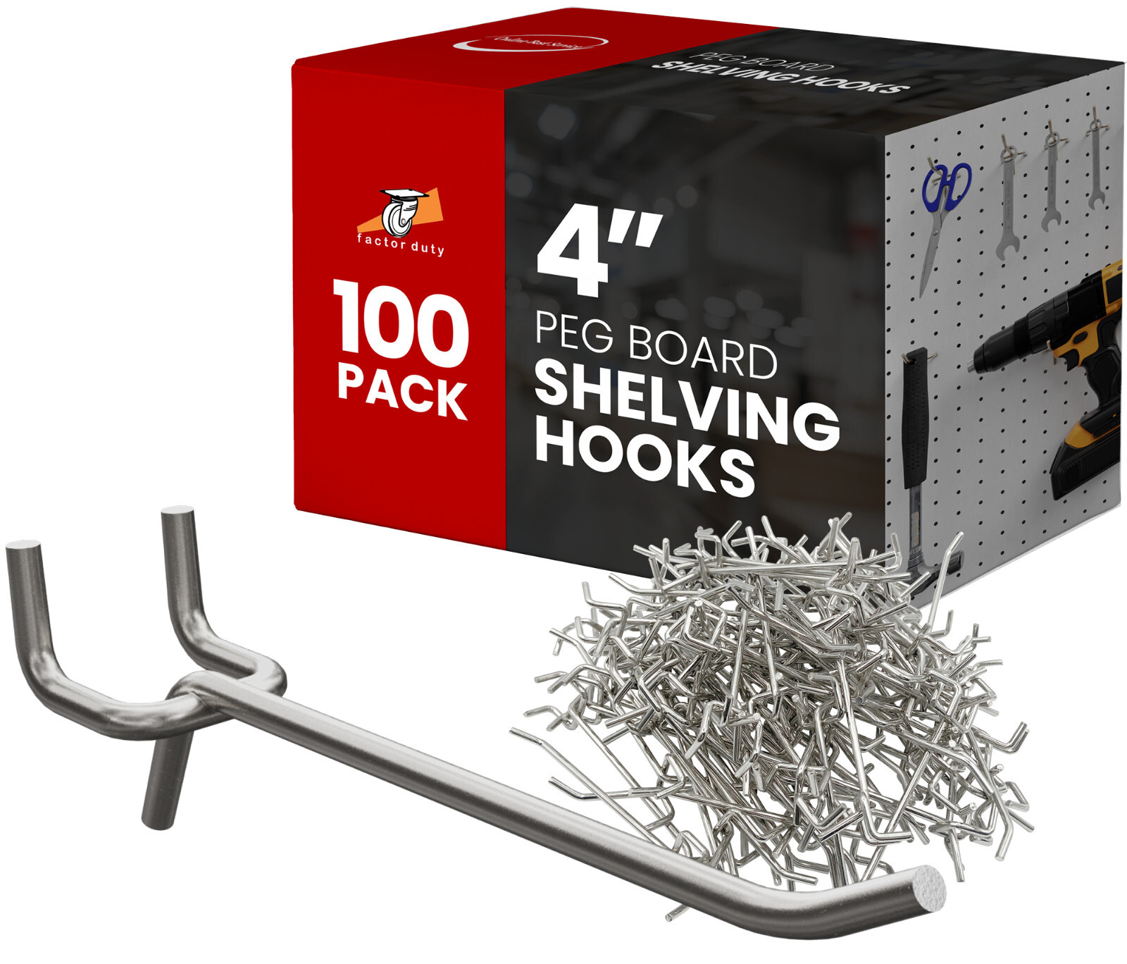 100 PC PEG Board Hooks 4 inch Pegboard Hooks 4" Length Wholesale Lot